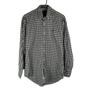 Lands’ End Men 15-32 Shirt Tailored Supima No Iron Plaid Button Down Long Sleeve